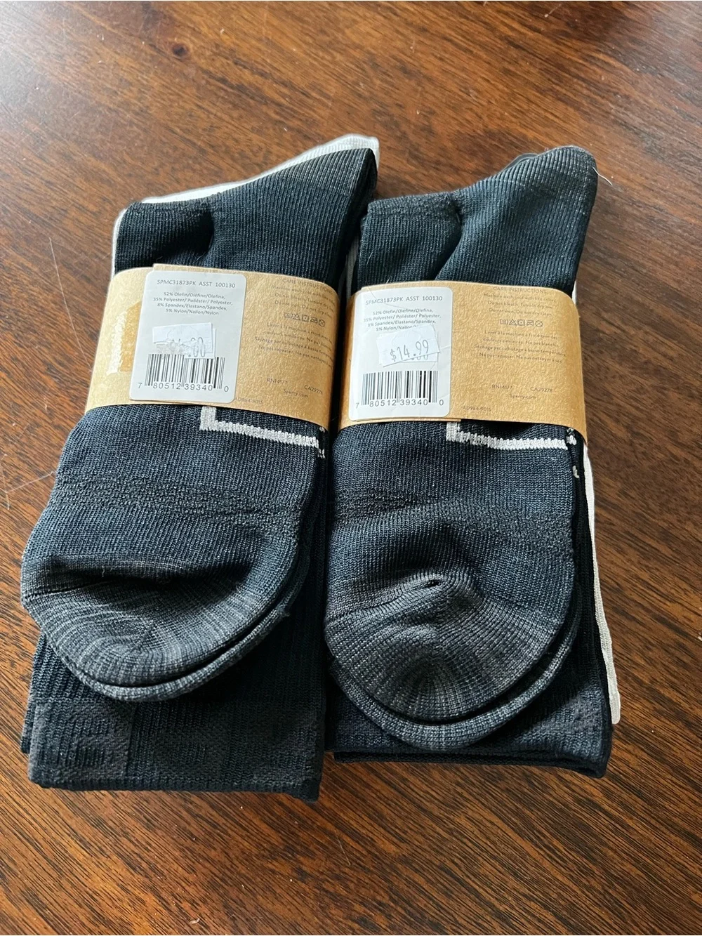 Sperry Men's White, Gray, Dark Gray Crew Socks - 3 Pack lot of two